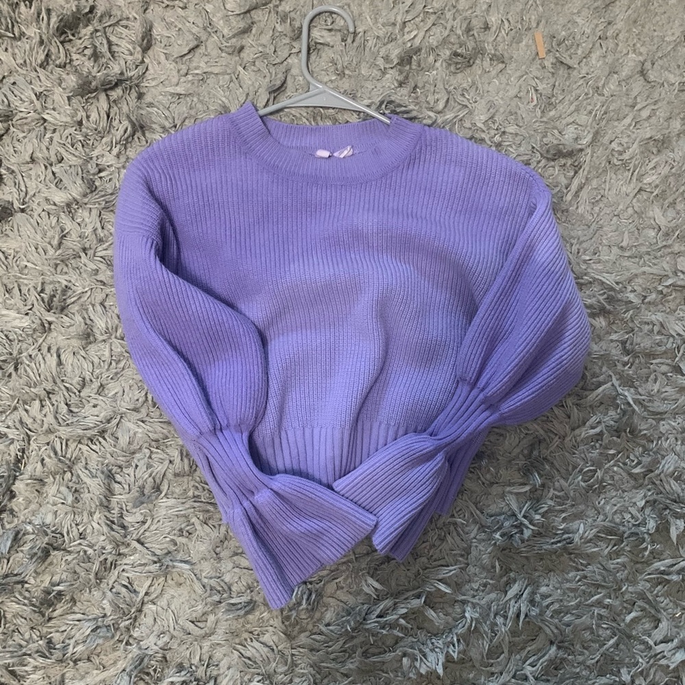 purple flare sleeved sweater